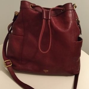 Fossil Burgundy Bucket Bag